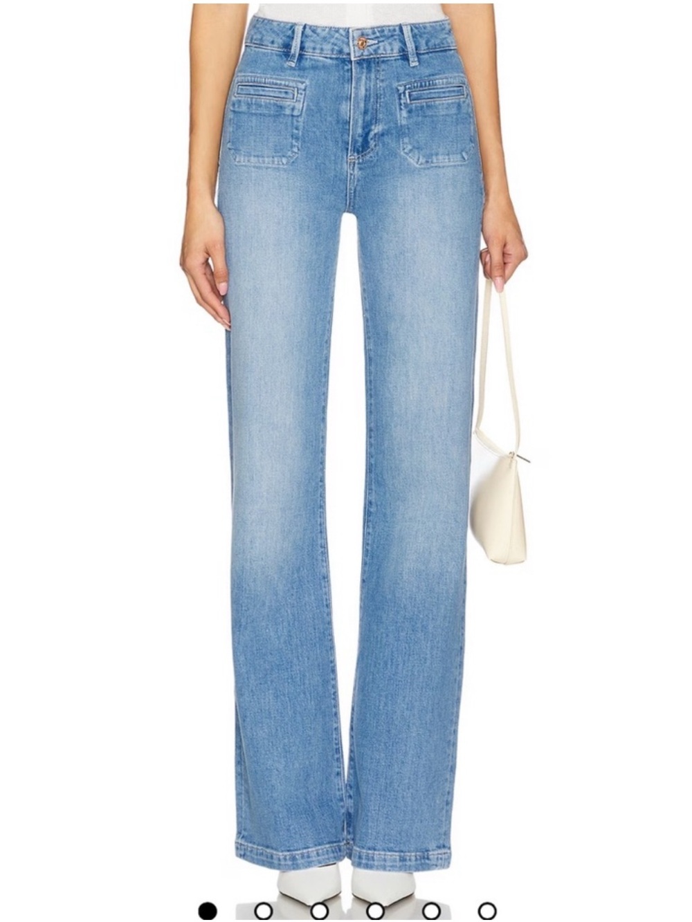Paige Leenah Patch Pocket Jeans Slim Wide Leg Adley Blue Wash Size 31